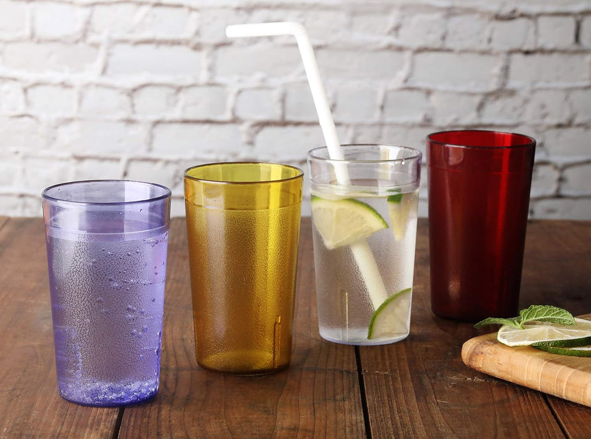 Restaurant-Grade Polycarbonate Beverage Tumblers, 5 oz, Blue, Set of 12