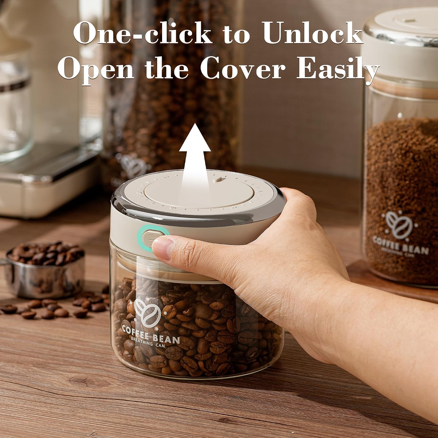 Coffee Bean Storage Container with One-way Valve Airtight Lid Date Tracker for Coffee and More Food Fresh and