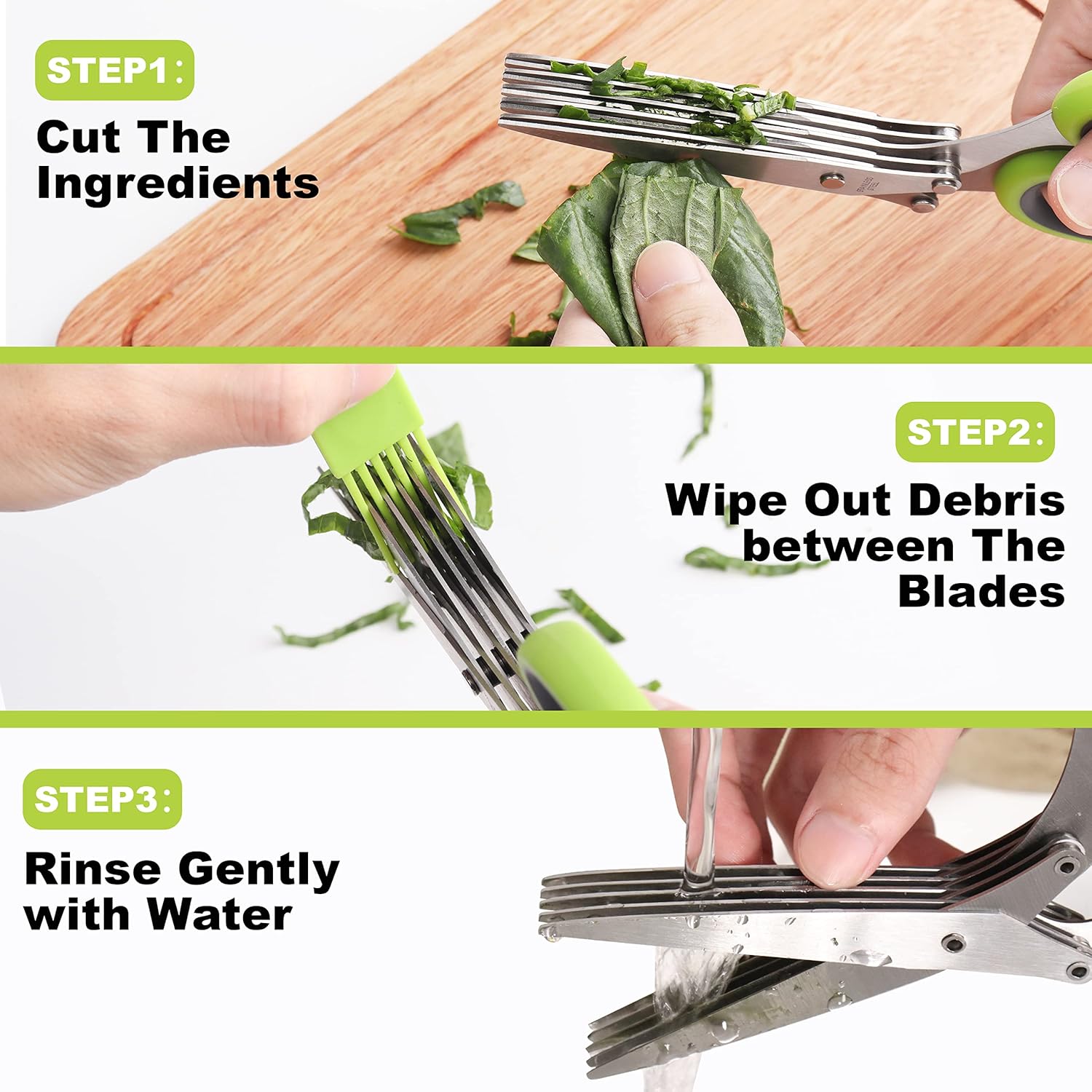 Herb Scissors, Premium Stainless Steel 5 Blade Kitchen Salad Scissors Dishwasher Safe, Sharp and Convenient 5 Blade