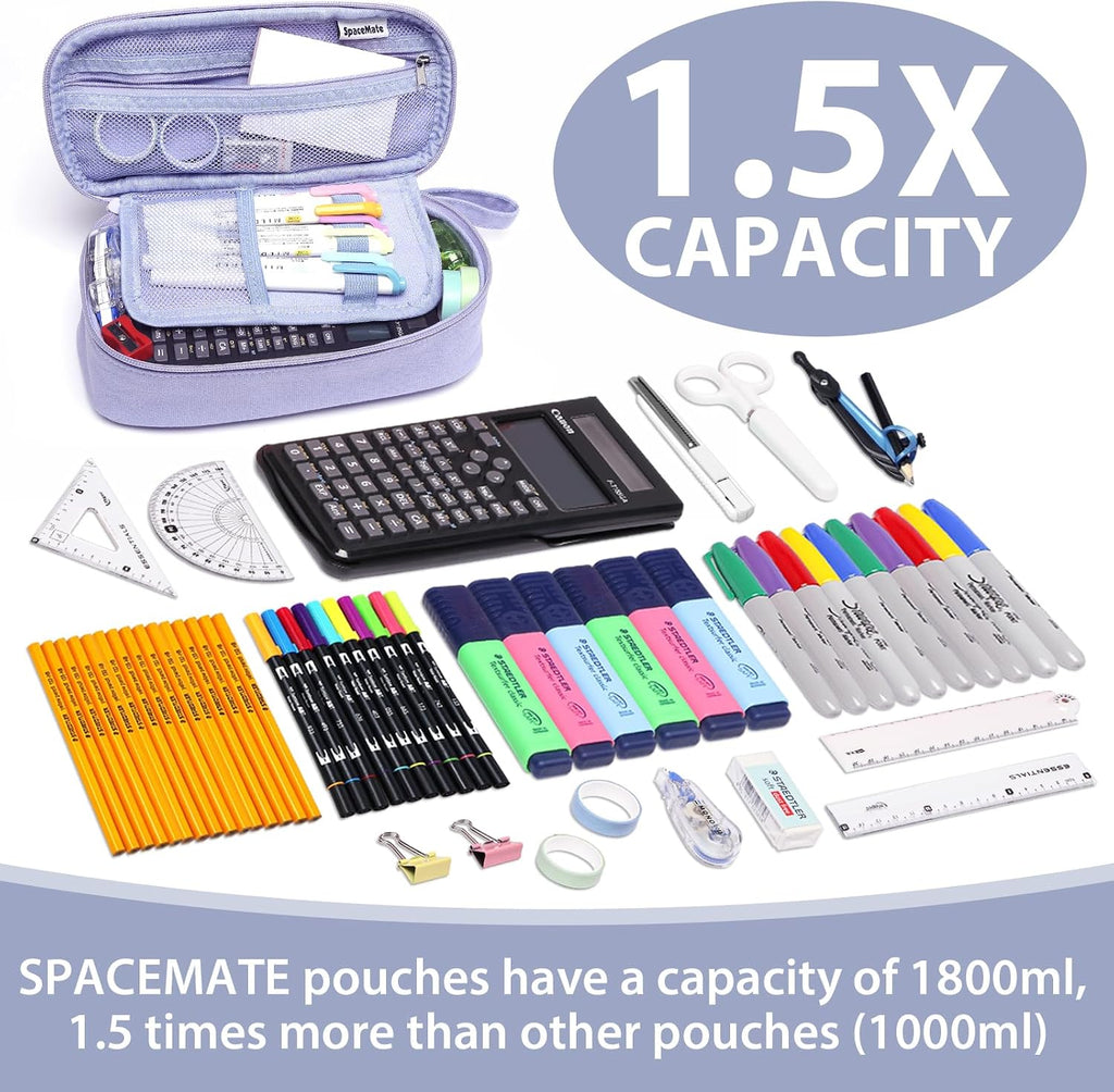 Large Pencil Case Pouch, Zipper Pencil Box for Kids, Girls & Boys | 1800mL Big Capacity, Heavy-Duty Canvas, School