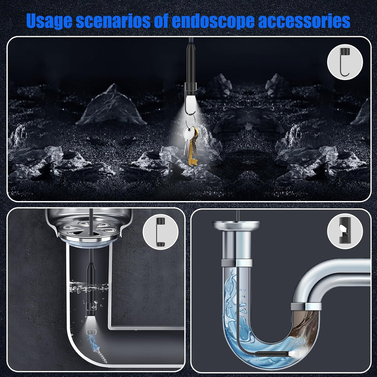 Endoscope Camera with Light, 1920P Borescope for iOS&Android, 16.4ft
