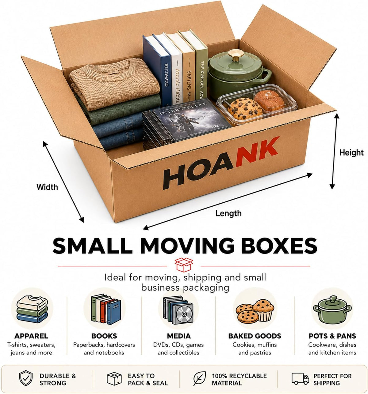 16"L x 16"W x 16"H Shipping Boxes, 25-Pack, Corugated White Cardboard