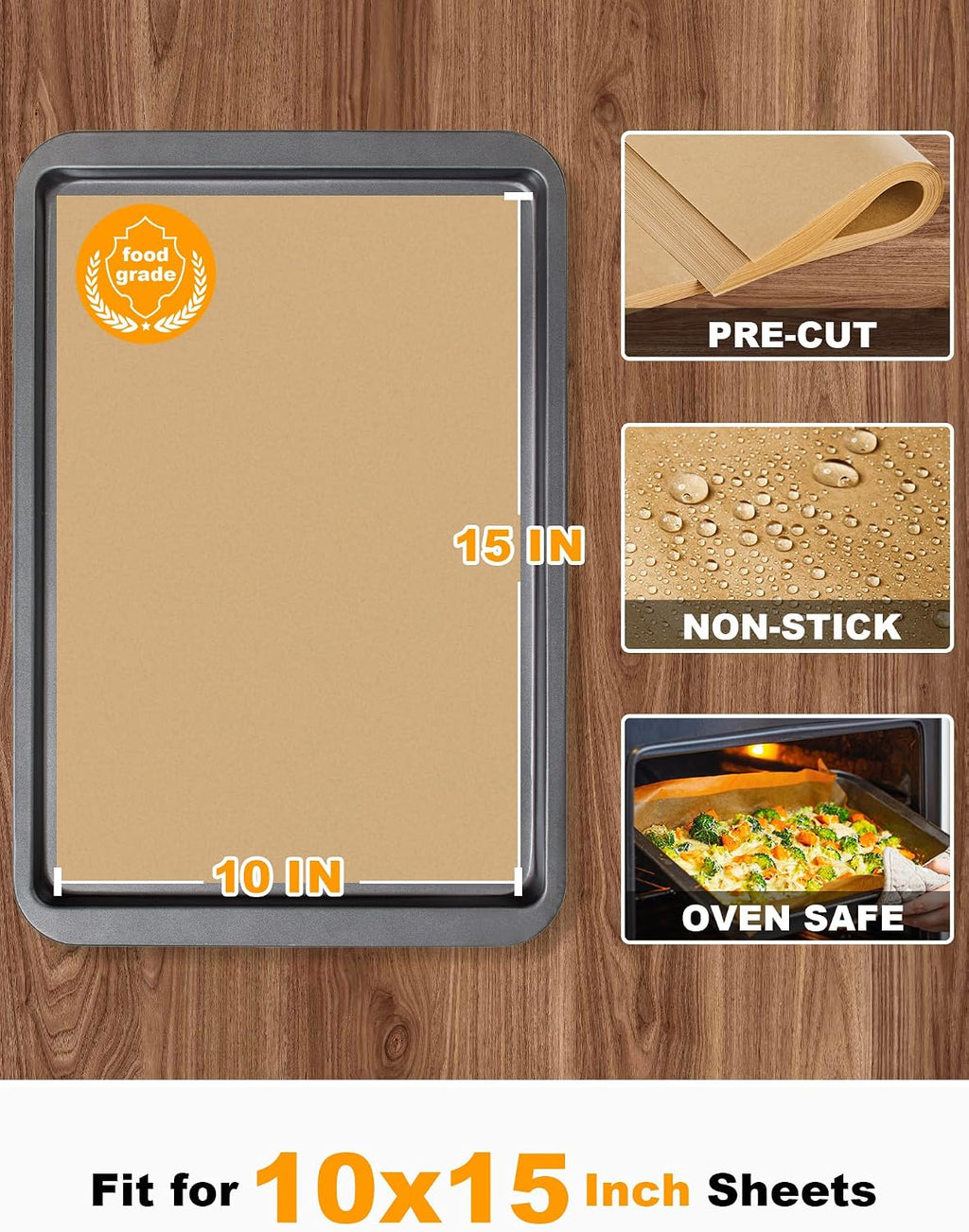 200 Pcs Parchment Paper Baking Sheets, 10x15 Inches, Non-Stick