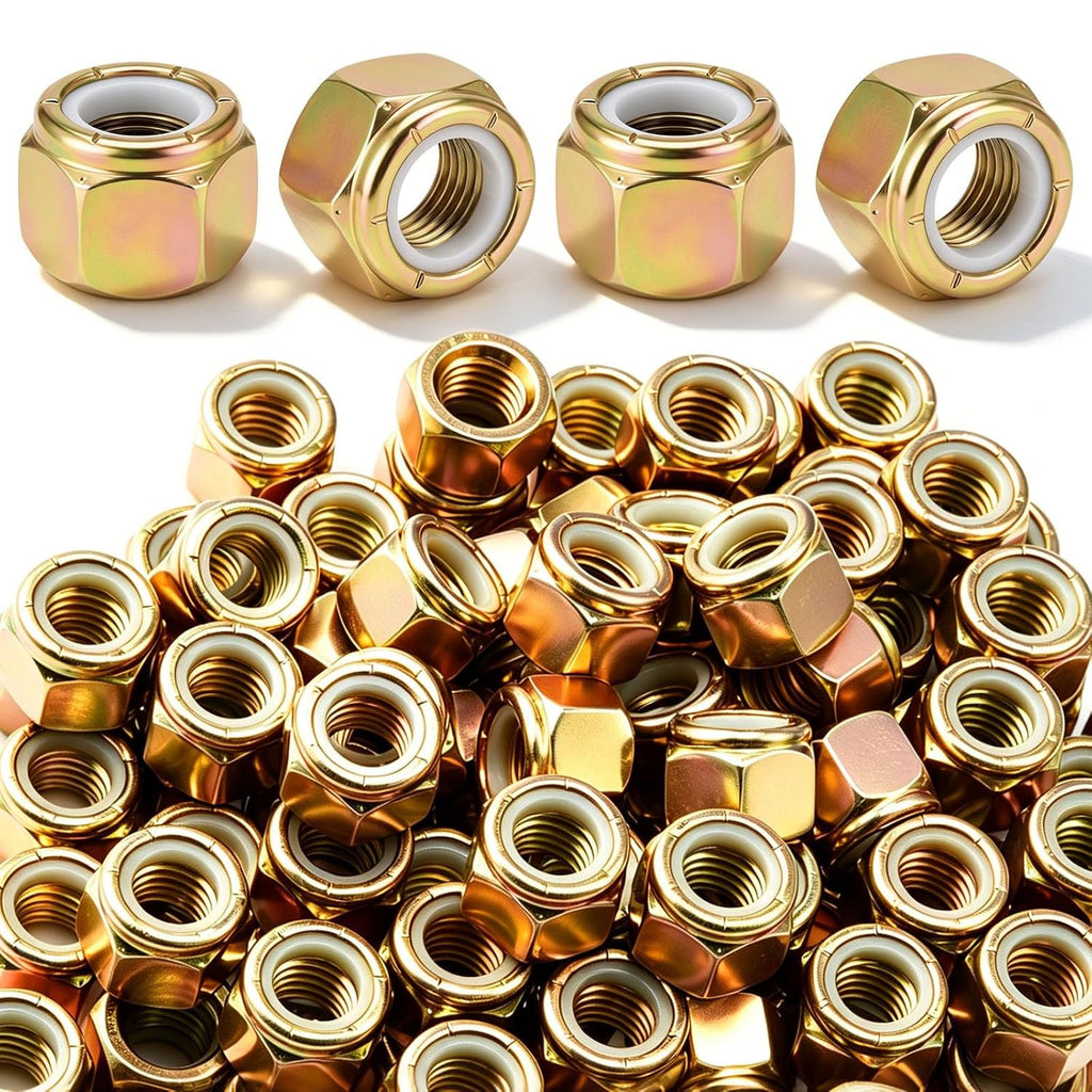Hicarer 100 Pcs 1/2''-13 Grade 8 Lock Nut, Nylon Insert Locknut