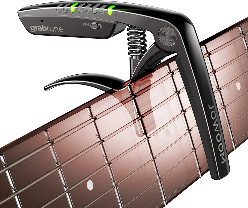 Grabtune Acoustic Guitar Capo-Tuner | 2 In 1 Equipment | Precise and Accurate Tuning System | Full Color LED Edge