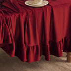 Ruffled Round Tablecloth, 70 Inch Christmas Red
