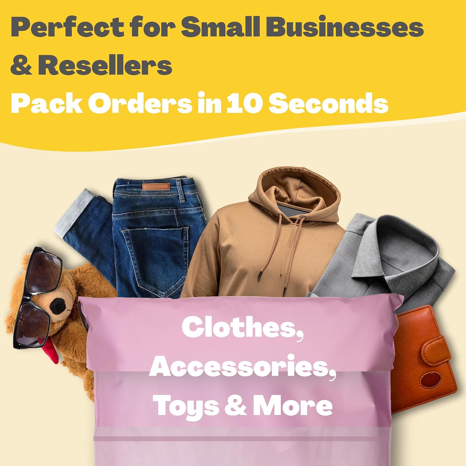 Shipping Bags (12 Pack) with Label Pouch - 14x18 & 18x24 - Poly Mailers for Clothes, Self-Seal Plastic Mailing