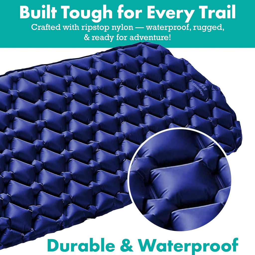 Ultralight Sleeping Mat - Inflatable & Compact Camping Air Mattress for Backpacking, Hiking- New