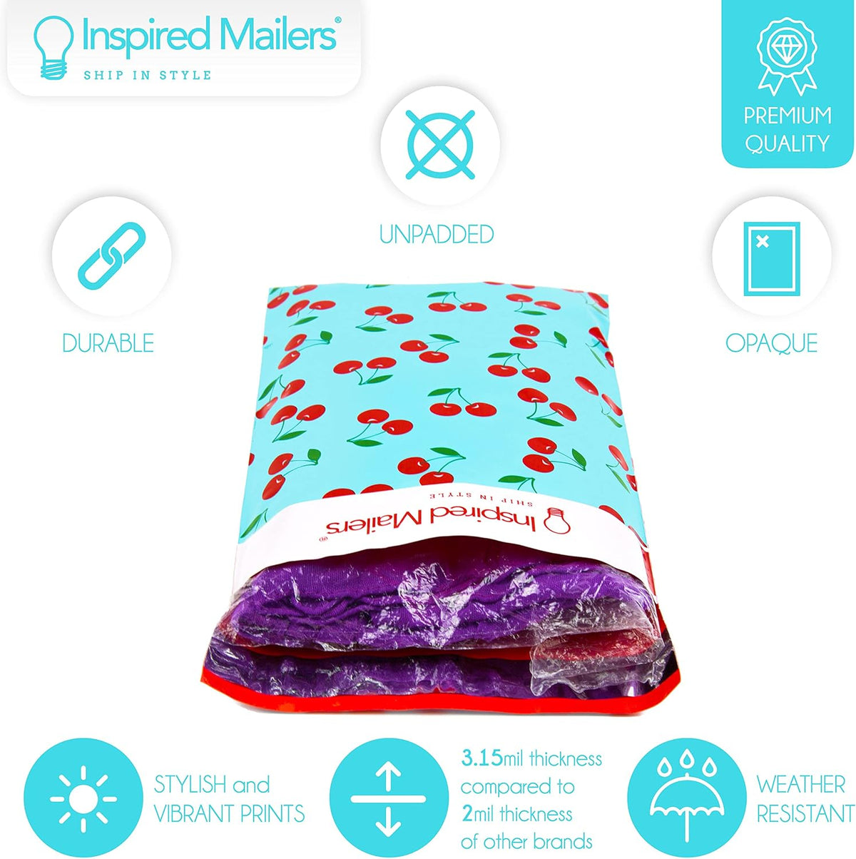 100 Small Poly Mailers 6x9 -Blue Cherries- Shipping Bags