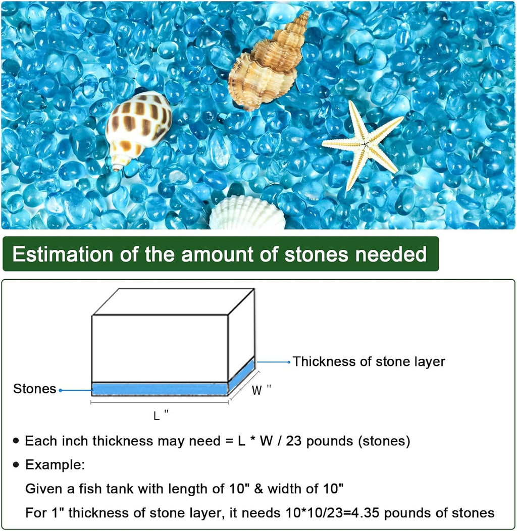 2.2 Lbs Small Aquarium Substrate Gravel Sand, Polished Smooth Fish Tank Gravel, Colorfast Uncoated Vibrant Blue Sea