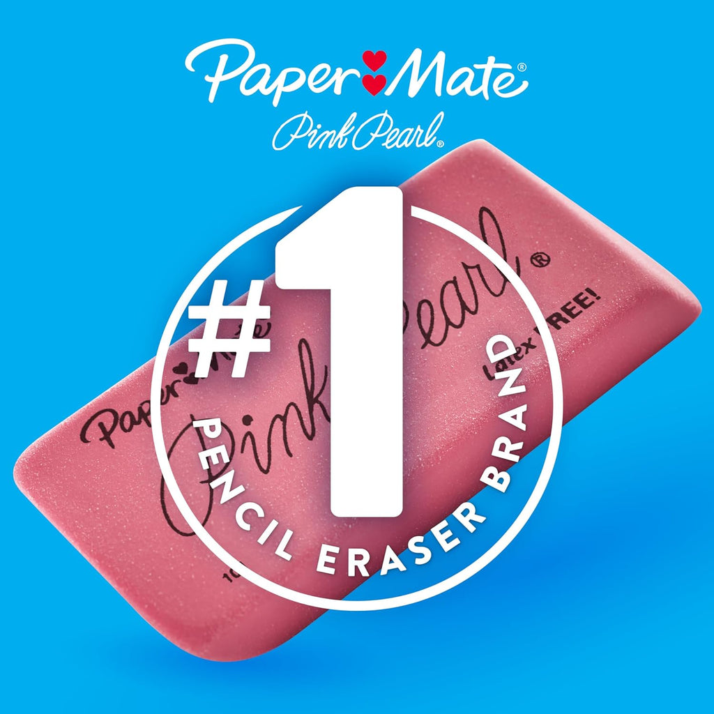 Erasers, Pink Pearl, 12 Count - Latex Free and Smudge Resistant, Back to School, Teacher Supplies