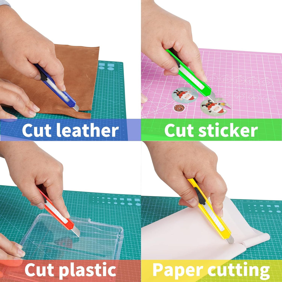 8 Pack Box Cutter Retractable Utility Knife, 9mm Wide Blade