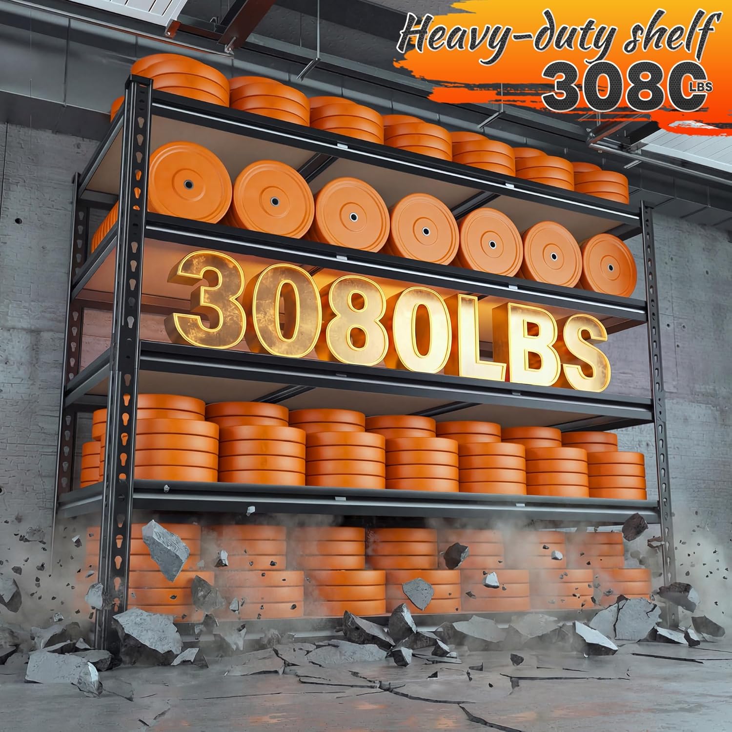 48" W Garage Shelving 3080LBS Heavy Duty Storage Shelves 5 Tier Garage Shelves Adjustable Metal Shelving Unit Utility