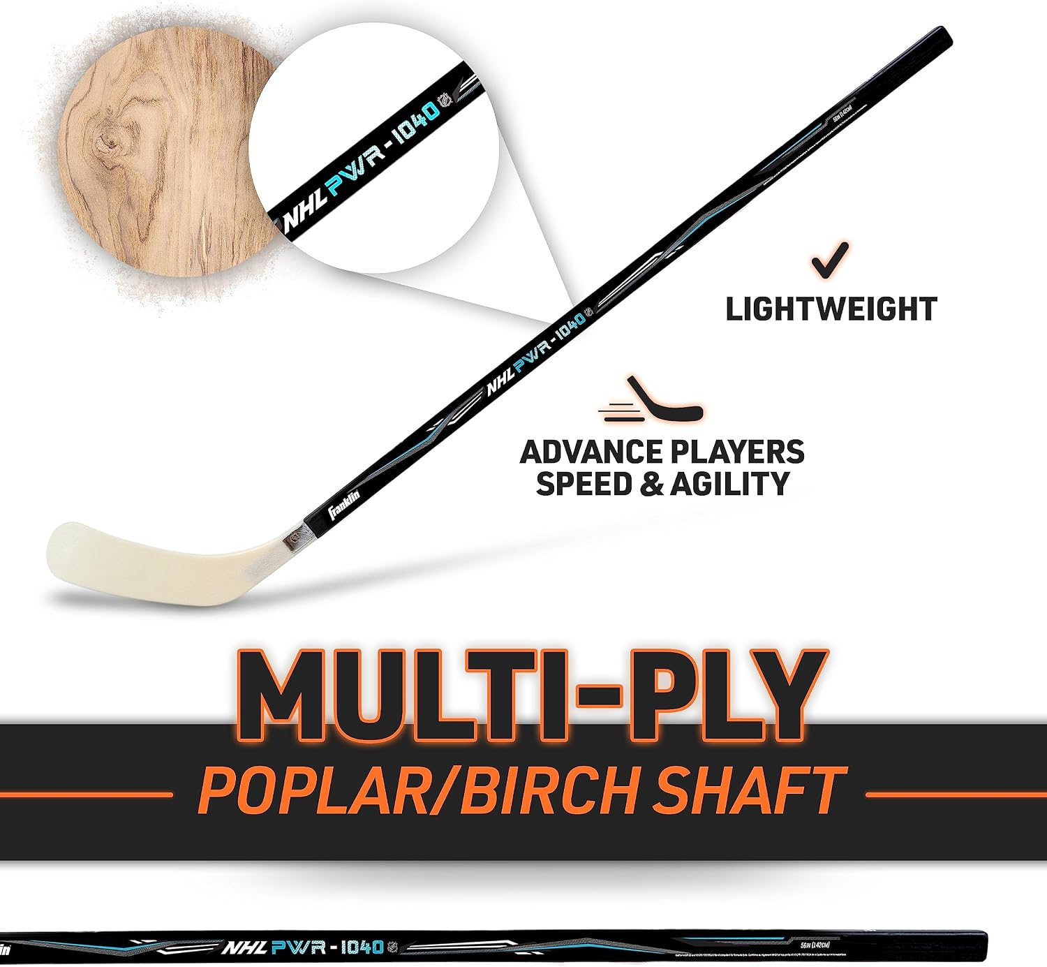Franklin Sports NHL Kids Street Hockey Sticks - Youth, Junior + Senior Sticks - Right + Left Handed - 40", 48" + 56"