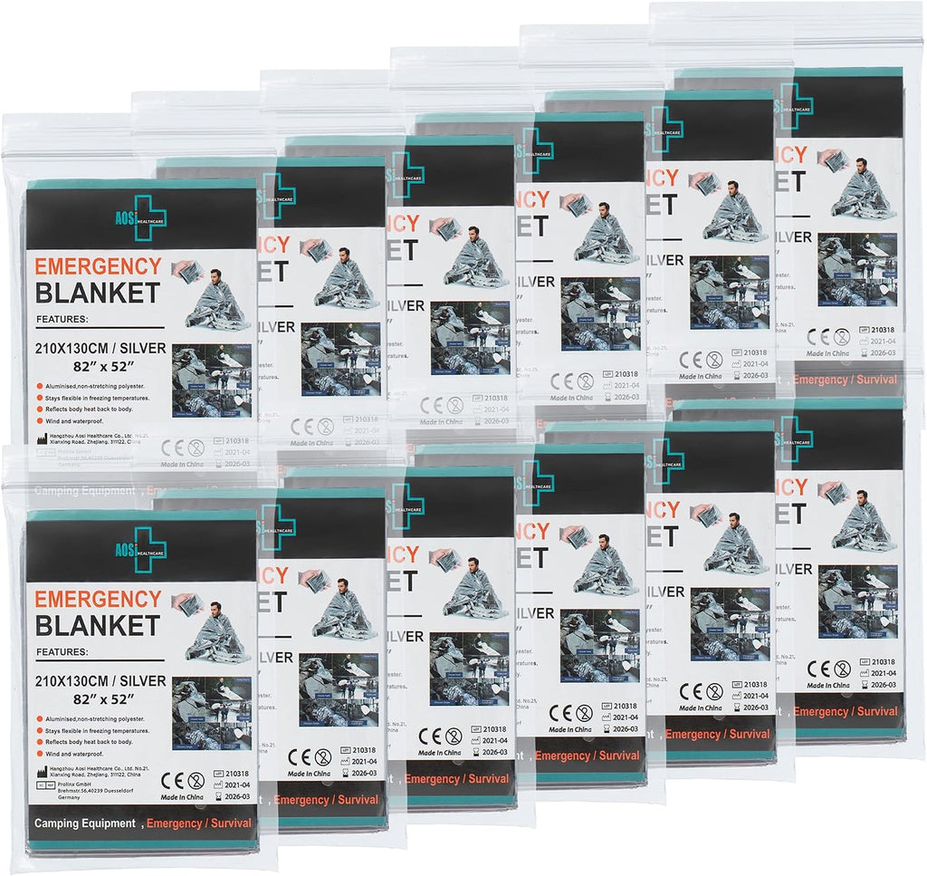 Emergency Blanket (12-Pack),Emergency Silver Foil Blanket– Perfect for Outdoors, Hiking, Survival, Marathons or First