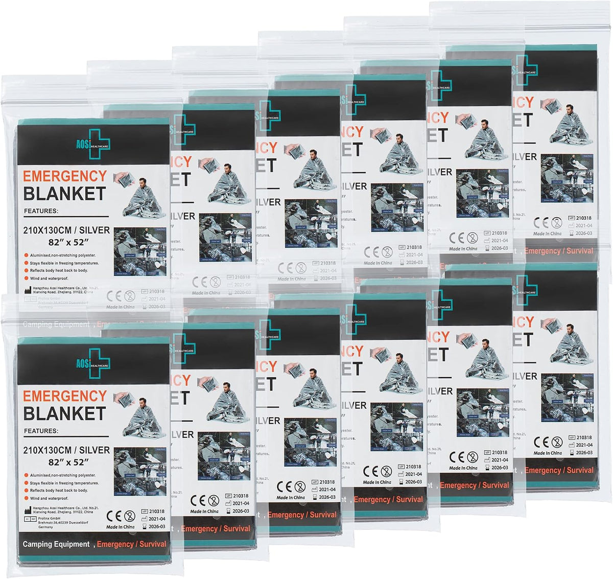 Emergency Blanket (12-Pack),Emergency Silver Foil Blanket– Perfect for Outdoors, Hiking, Survival, Marathons or First