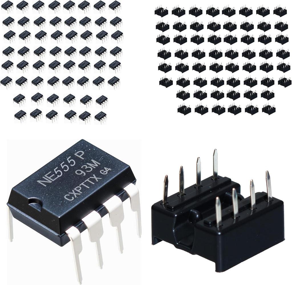 60pcs NE555P IC Pulse generators+60 DIP-8 IC sockets Precision timers