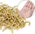 1/2" Ceiling Cup Hooks, Gold, 100 Pcs