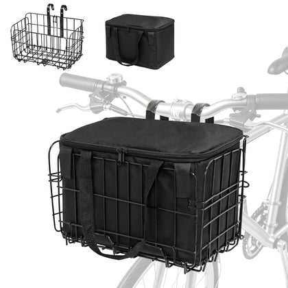 Bike Basket, Bike Basket Front with Portable Waterproof Liner Bag Ebike Basket Accessories for Women Men Carrying