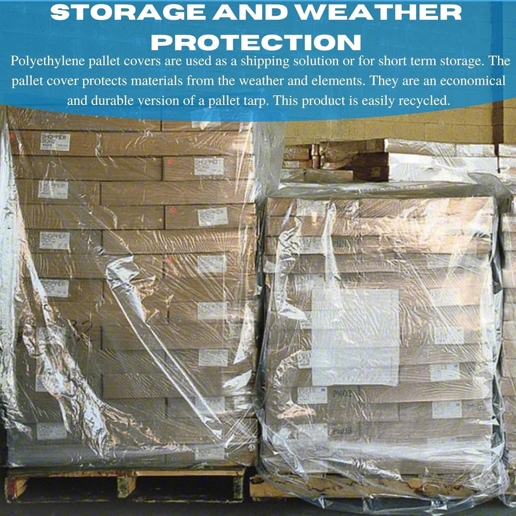 2 Mil Clear Pallet Covers - 60" x 155" - Heavy Duty Construction Grade Strength - Polyethylene Pallet Bags - Outdoor