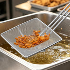 2-Pack Square Mesh Strainer – 6.5" Stainless Steel Fryer Skimmer