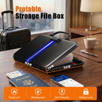 Fireproof Document Organizer with Lock, Semi-Rigid EVA Shell File Box with 13-Pocket Accordion Folder