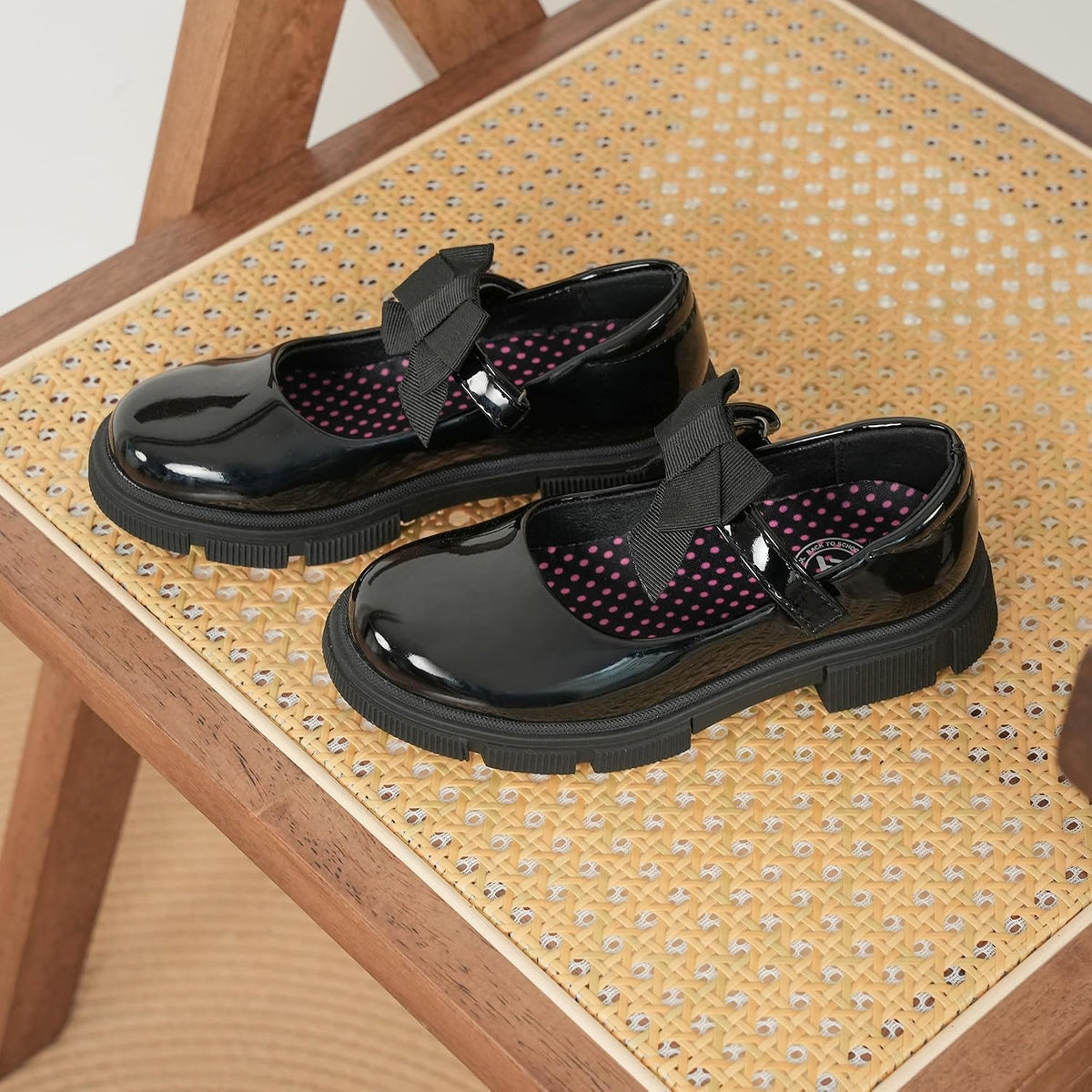 Girls Mary Jane School Shoes Black Uniform Dress Flats Wedding Party Shoes