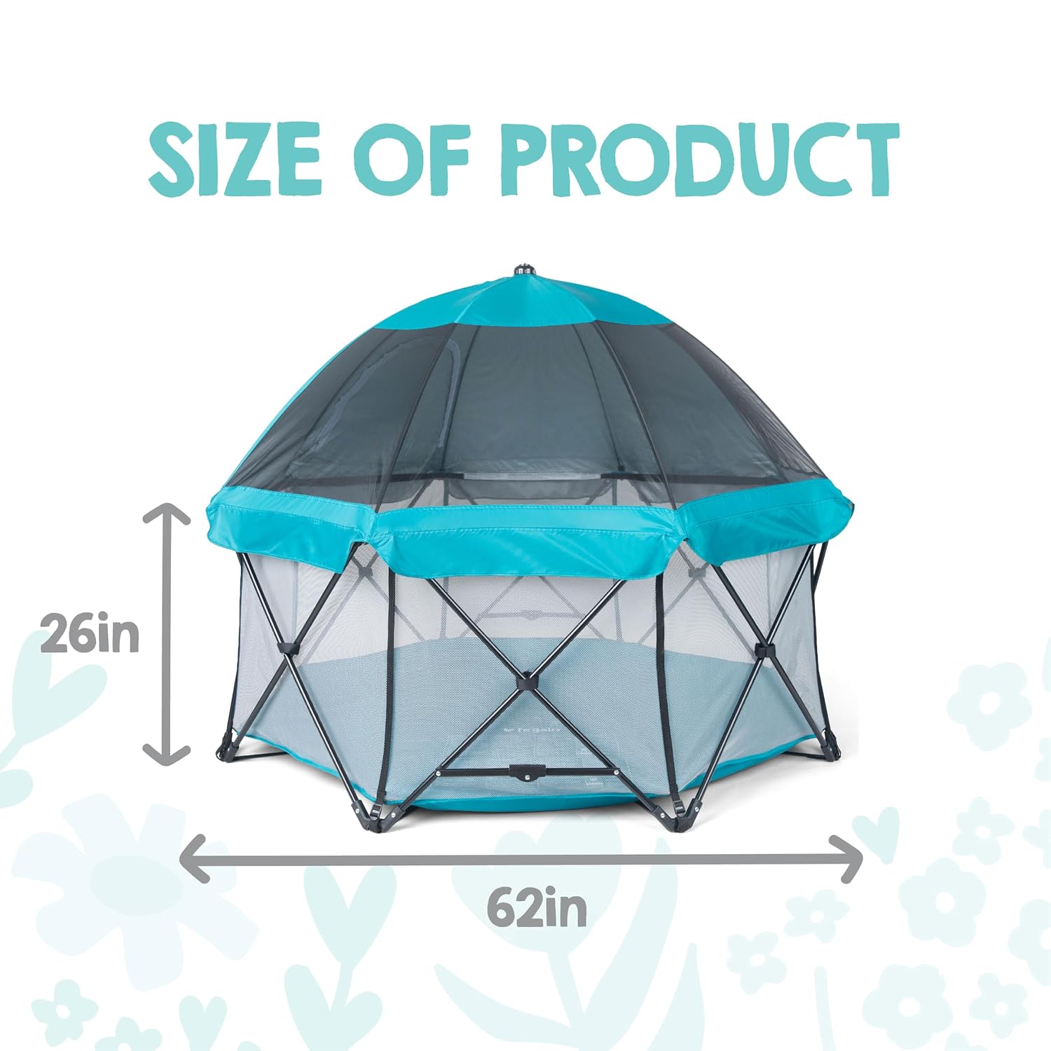 Safety My Play Deluxe Extra Large Baby Playpen & Portable Play Yard with Canopy, Foldable 8-Panel Indoor Outdoor