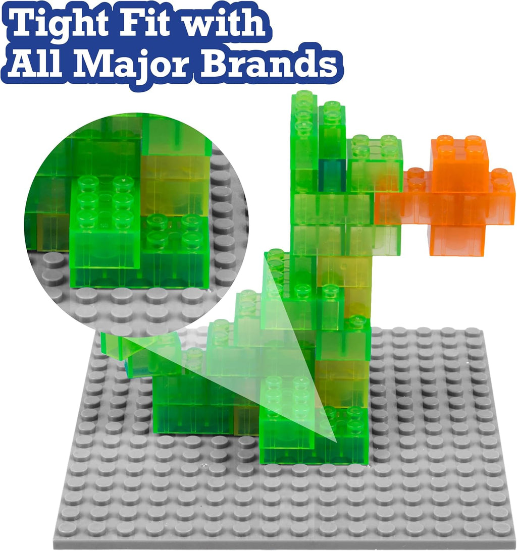 Classic Baseplates for Building Bricks, Gray 5"x5" Plates, 10 Pack Bulk Set