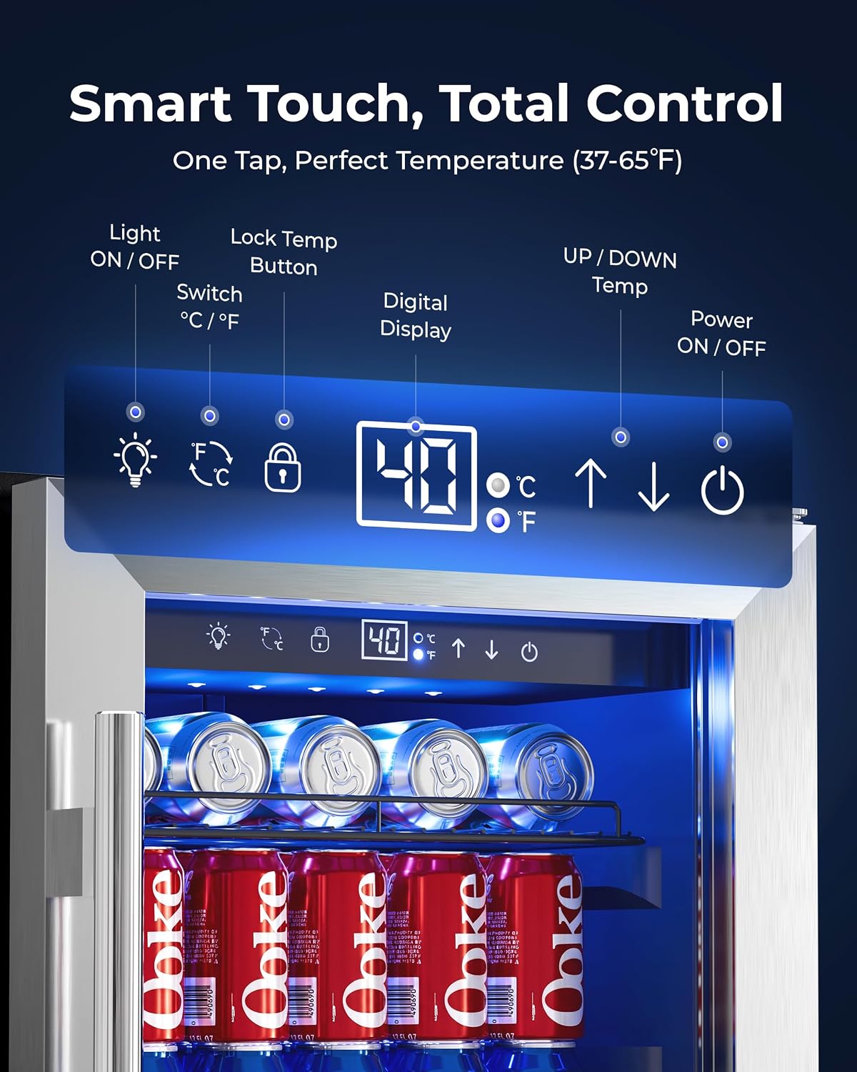 Built in Beverage Refrigerator, 15 Inch Under Counter Drink Fridge,127 Can