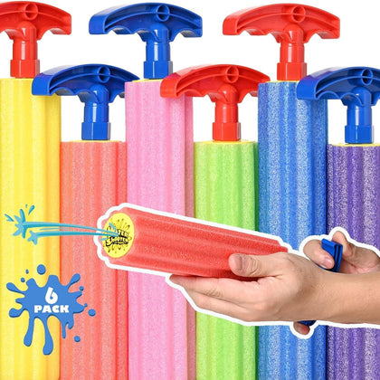 Water Blaster Soaker Guns, 6 Pcs Foam Water Squirters, Kids Adults Boy Girl Squirt Guns for Pool/Beach/Yard Play (Up