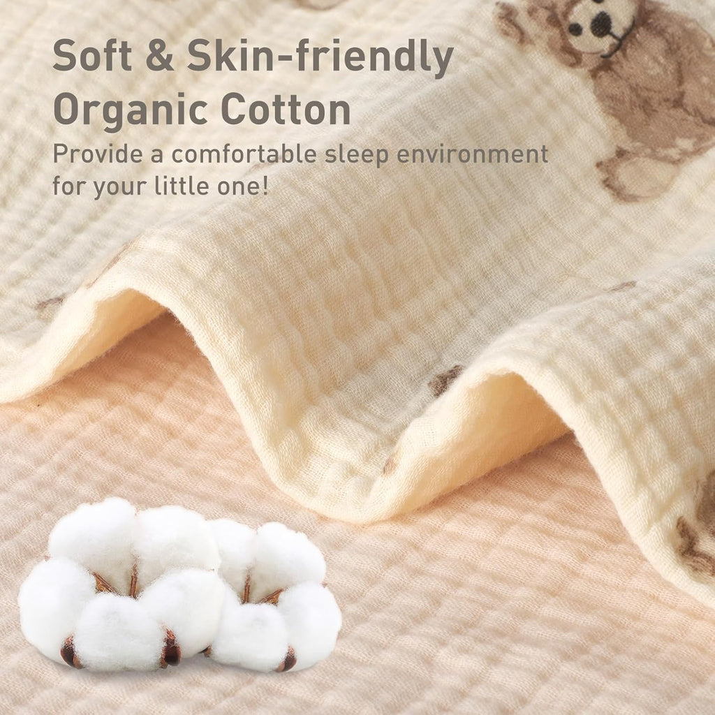 Organic Cotton Muslin Baby Crib Bedding Set 3 Piece Soft for Infant Newborn Toddler Boys Girls 52"x28", Nursery Bed