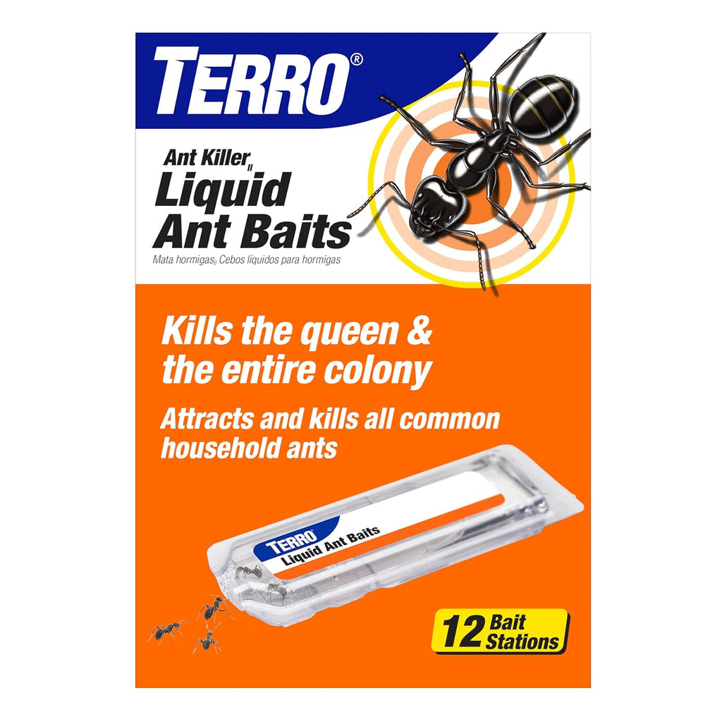 Liquid Ant Killer Bait Stations, Indoor Ant Traps, T300-2, 12-Pack | Borax Formula, Kills the Queen & the Entire