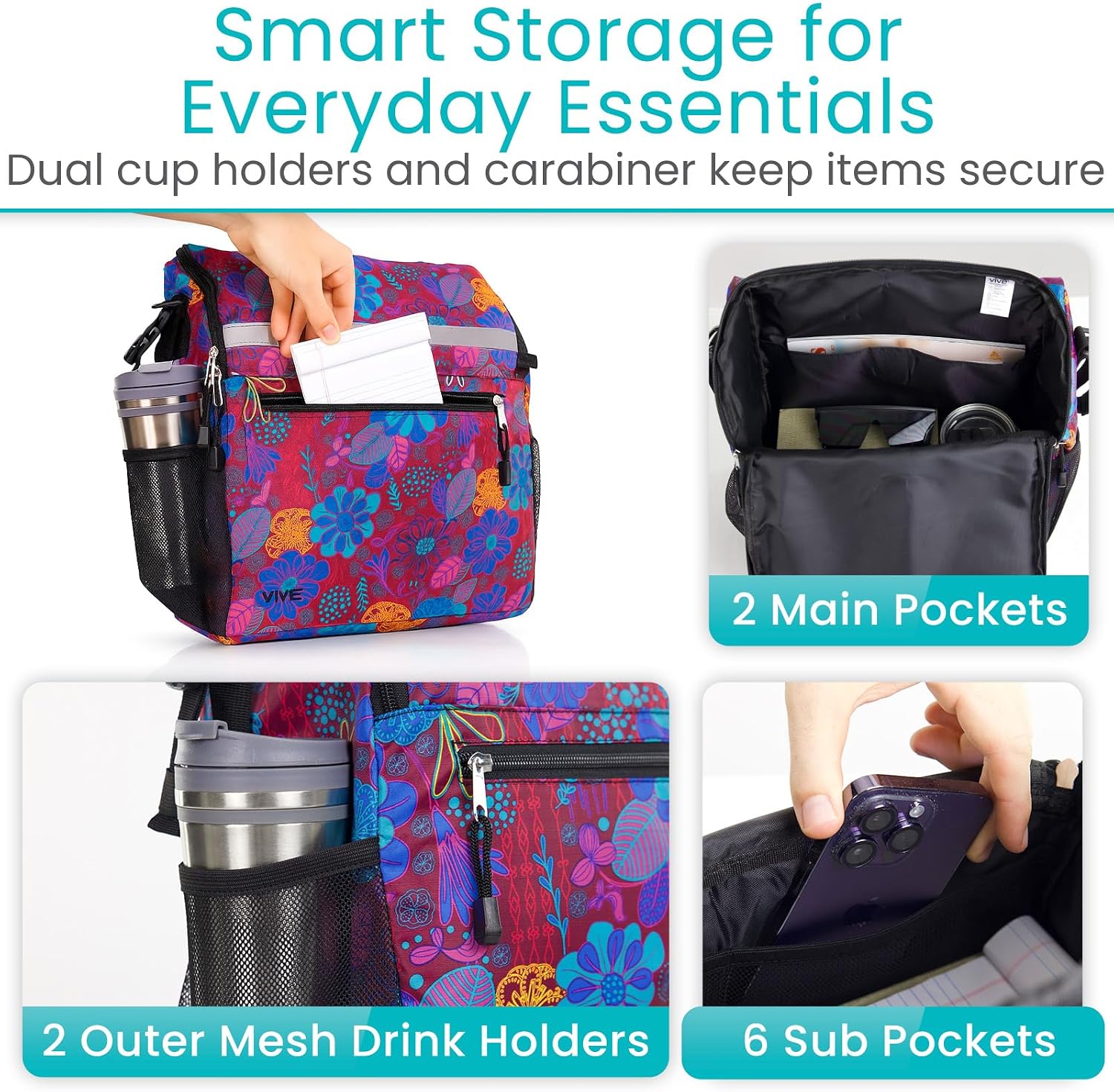 Wheelchair Bag - Premium Backpack w/Cup Holder - Wheelchair Accessories for Seniors & Adults - Adjustable