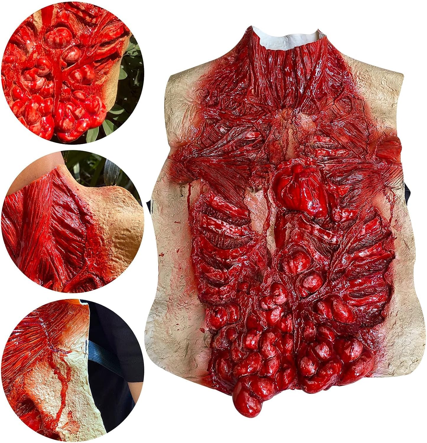 Halloween Body Parts Costume Bloody Intestine Torso Chest Cosplay Props | Latex, worn on the outside, adult, with