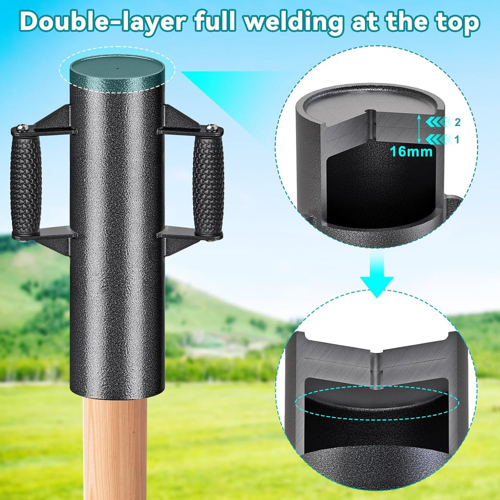 Fence Post Driver Non-Slip Handles Post Pounder for T Posts