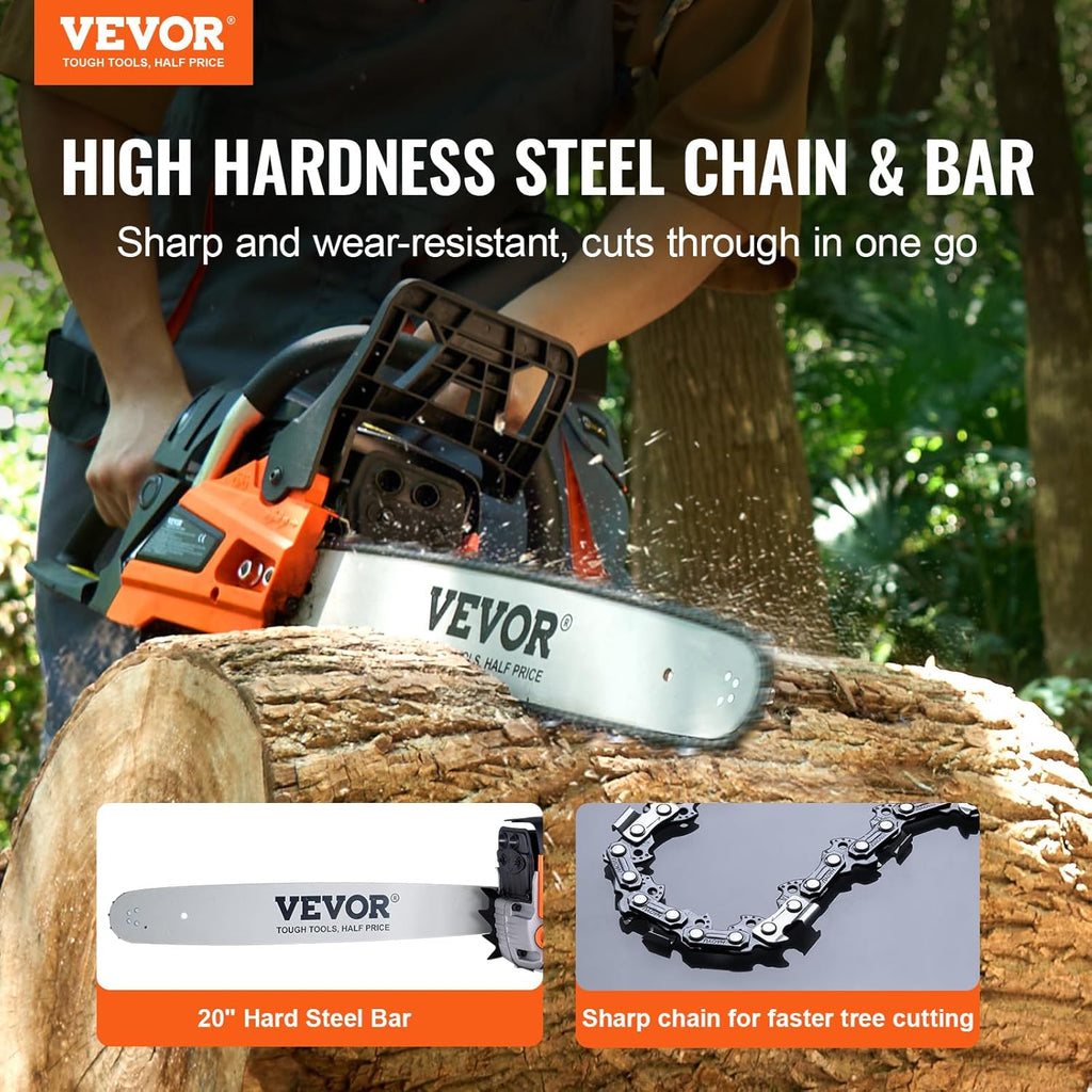 Gas Chainsaw 58CC 2-Cycle Gasoline Powered Chainsaw 20 Inch Handheld Cordless Petrol Chain Saws For Forest, Wood