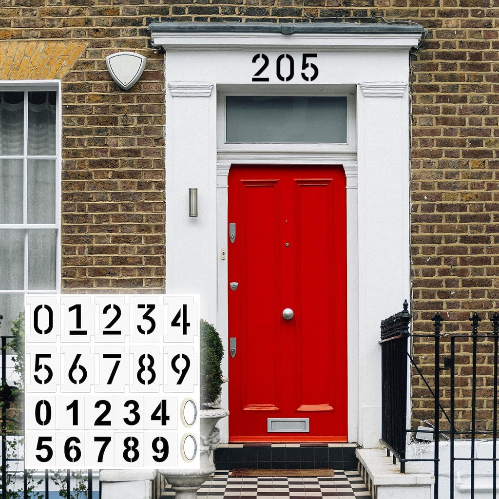 22 PCS Curb Number Painting Kit, Interlocking 0-9 Reusable Curb Stencil Kit for Address Painting, 4 inch & 3 inch 14