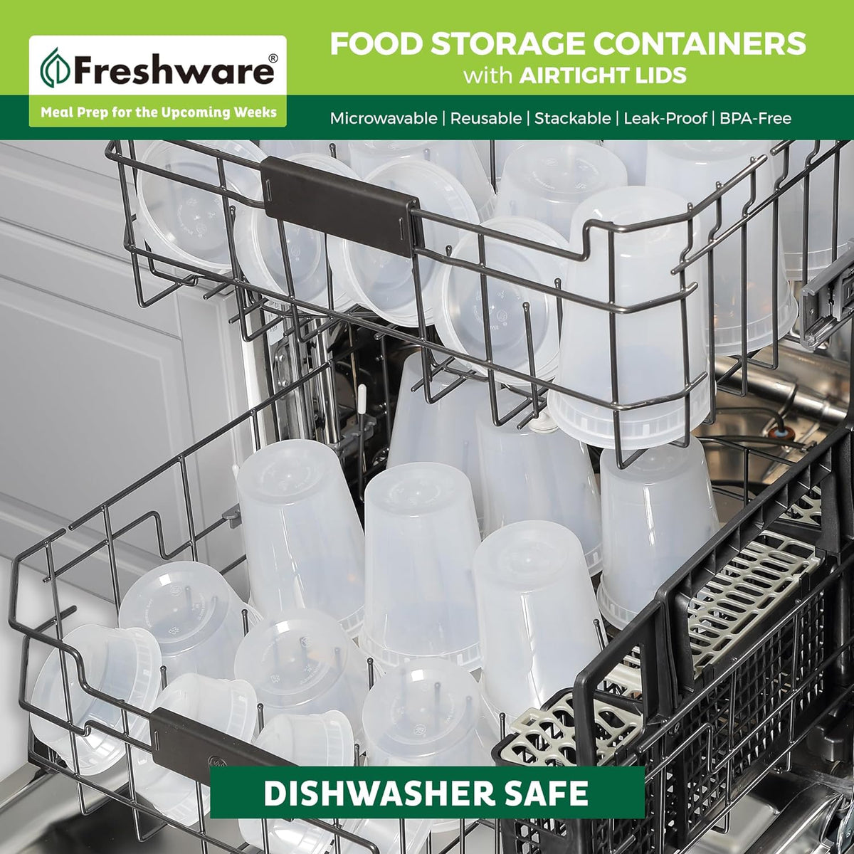 Food Storage Containers with Lids [60 Pack 8, 16, 32 oz, 20 sets each size] Plastic Deli Containers, Meal Prep