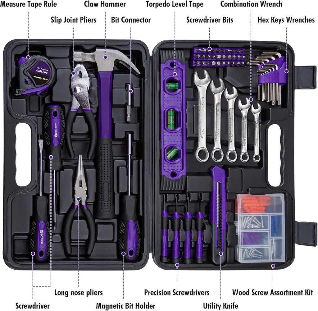 152-Piece Basic Household Hand Tool Set,with Toolbox Storage Case, All Purpose Home Tool Kit Includes Essential Tools