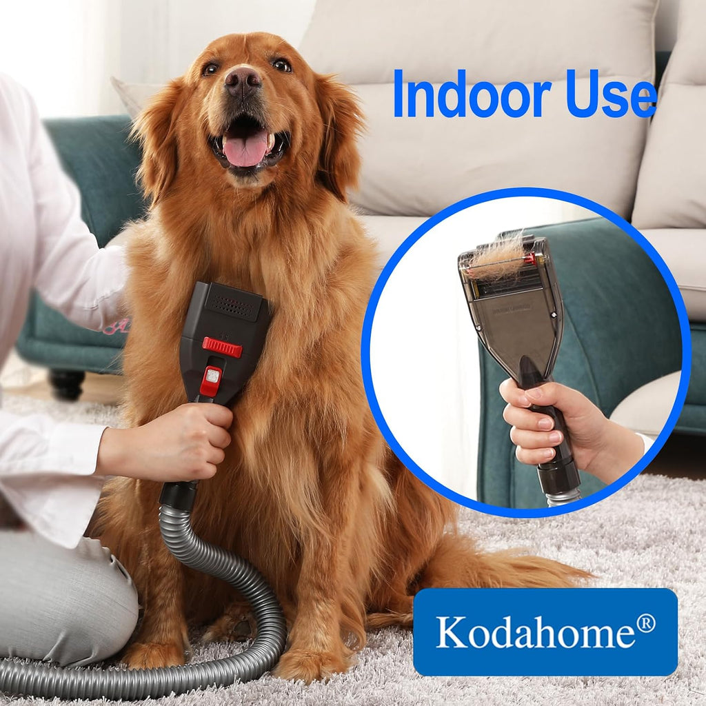 Dog Brush Vacuum Attachment with 1"-1.75" Universal Adapters for Vacuum Cleaners, Pet Hair Shedding Grooming Tool Kit