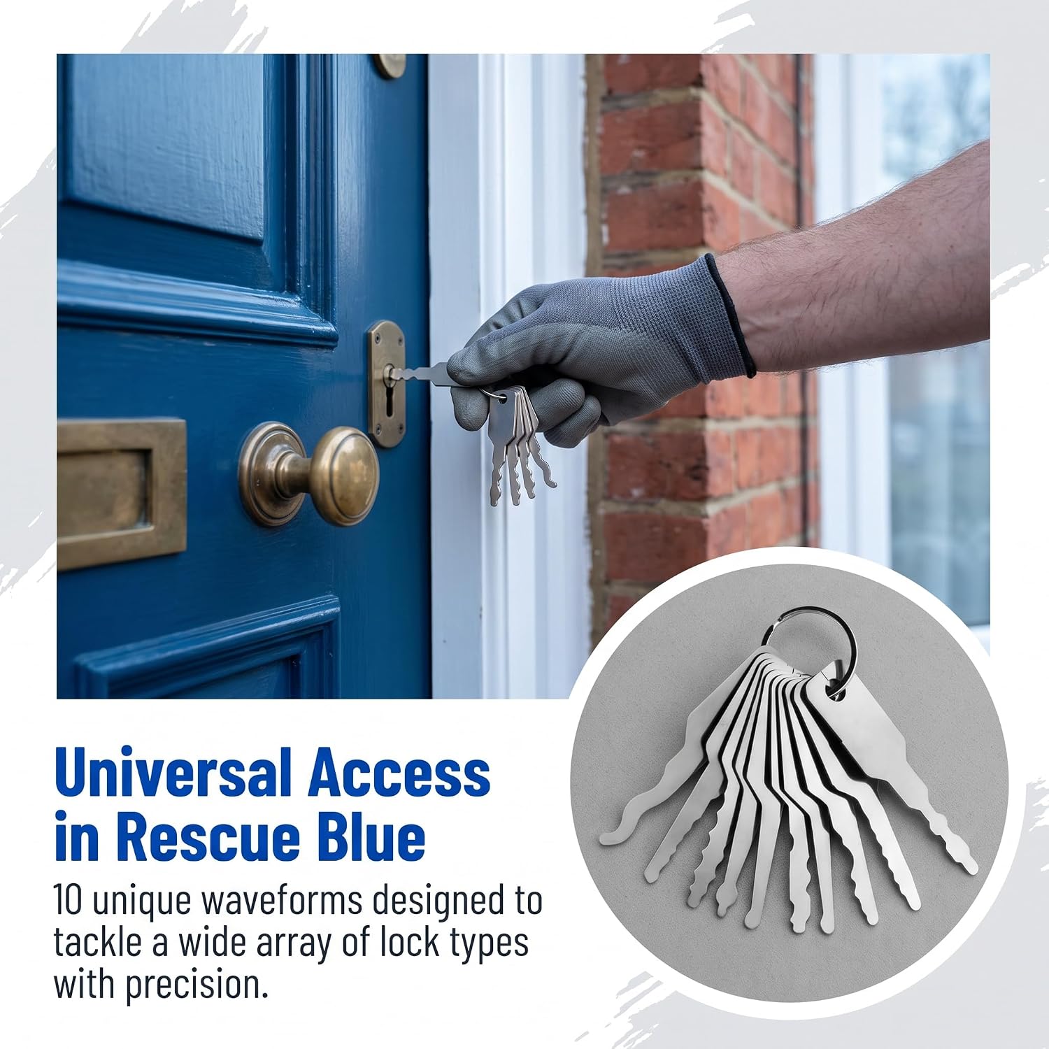 Universal Lock Pick Set, 50-Piece Key Blank Collection for Car, Door, and Safe, Ergonomic Polished Steel Keys with