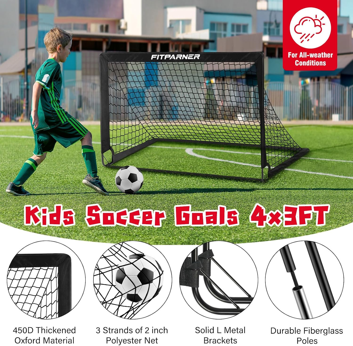Soccer Goal,Backyard Soccer Goals for Kids 2 Pack,4x3/6x4 FT Portable Toddler Soccer Nets with Target,Ball &