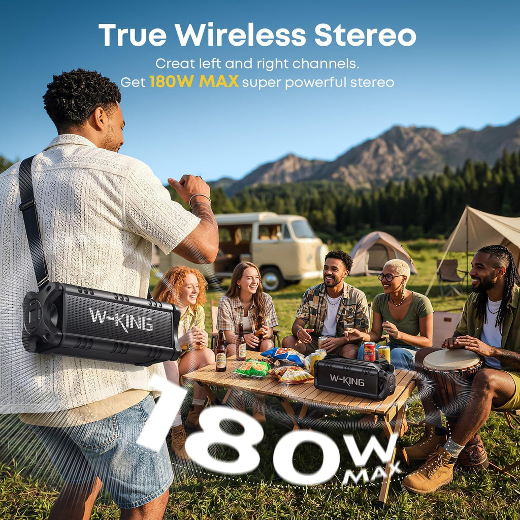 Bluetooth Speaker, 90W(Max) Loud IPX6 Waterproof Portable Speaker, 50W Deep Bass/40H/EQ/TF/AUX, 105dB Rugged Large