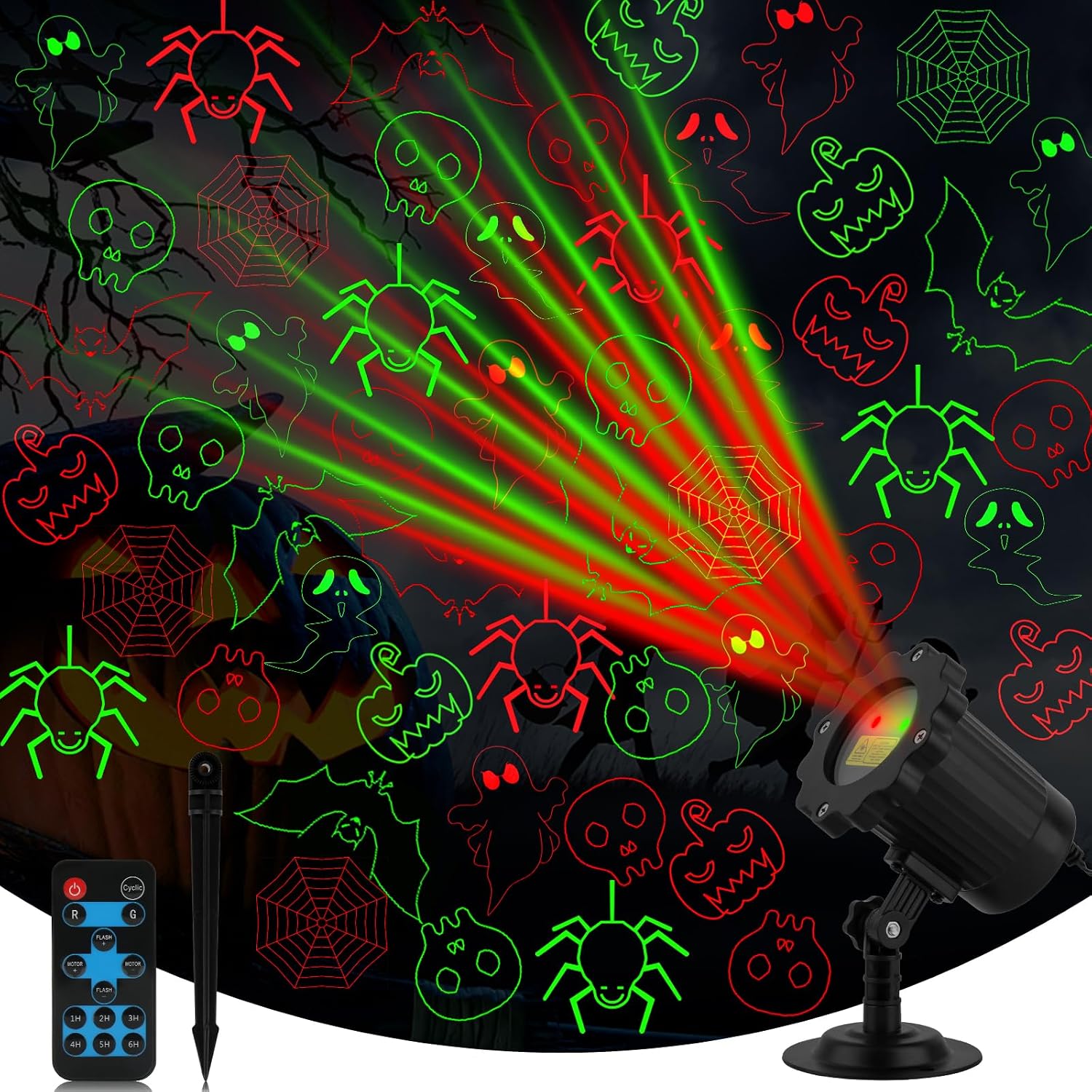 Halloween Projector Lights Outdoor, Waterproof Halloween Laser Projector Lights with Remote, Halloween Spotlight