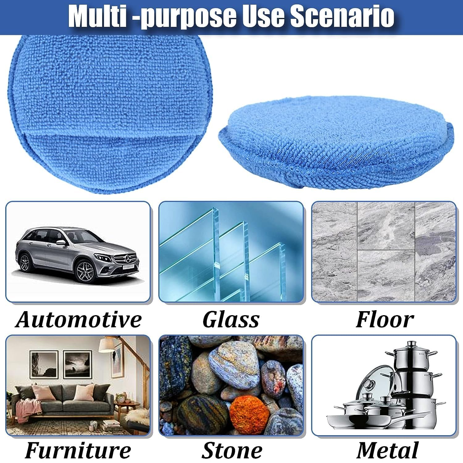 Microfiber Wax Applicator Pads, Car Wax Applicator with Finger Pocket, Buffing & Detail Polishing Foam Pads for Car
