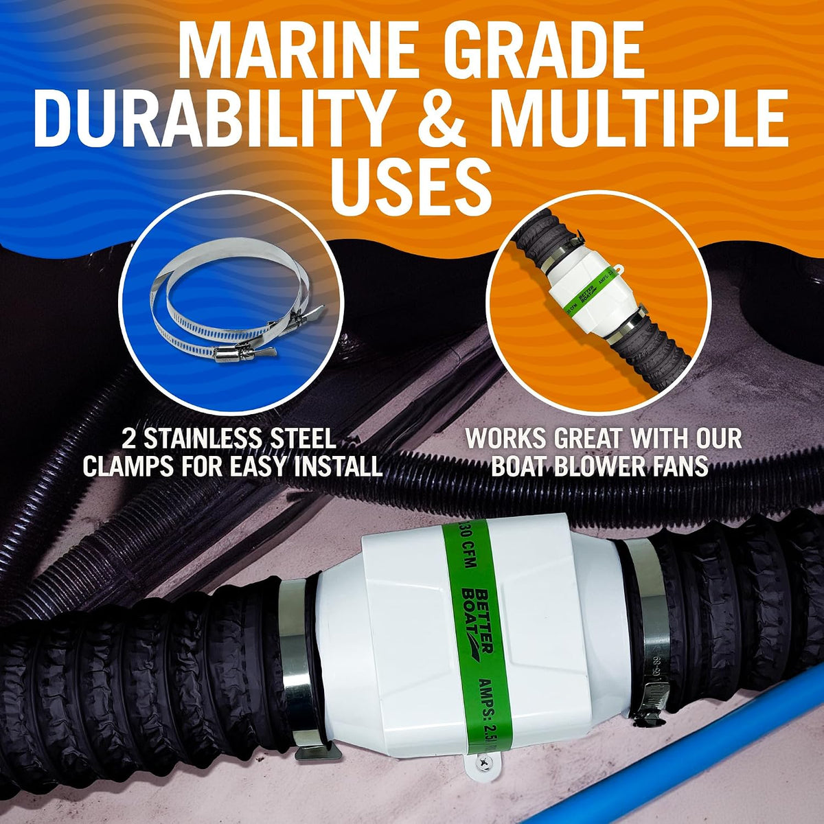 Boat Blower Hose, 3 Inch Marine Exhaust Hose, 10 Ft Flexible PVC Duct