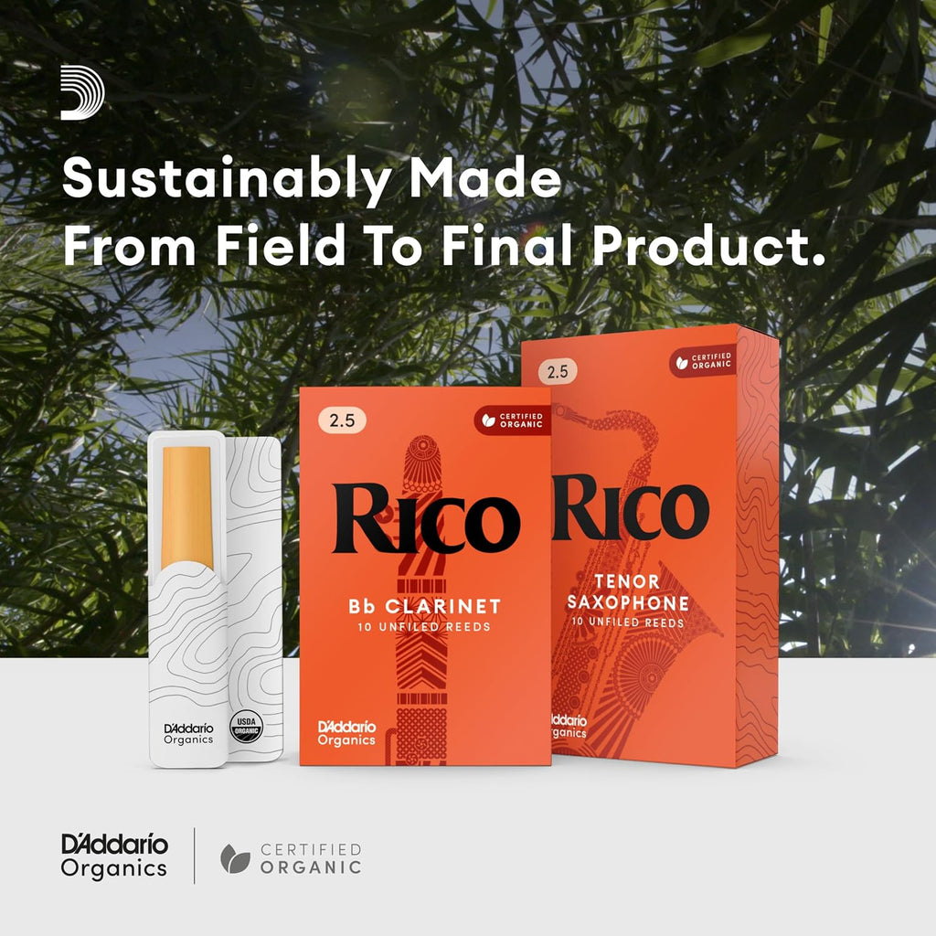 Rico Organic Alto Saxophone Reeds, Strength 2.5, 25 Pack | Rico Organic Alto Saxophone Reeds provide consistent