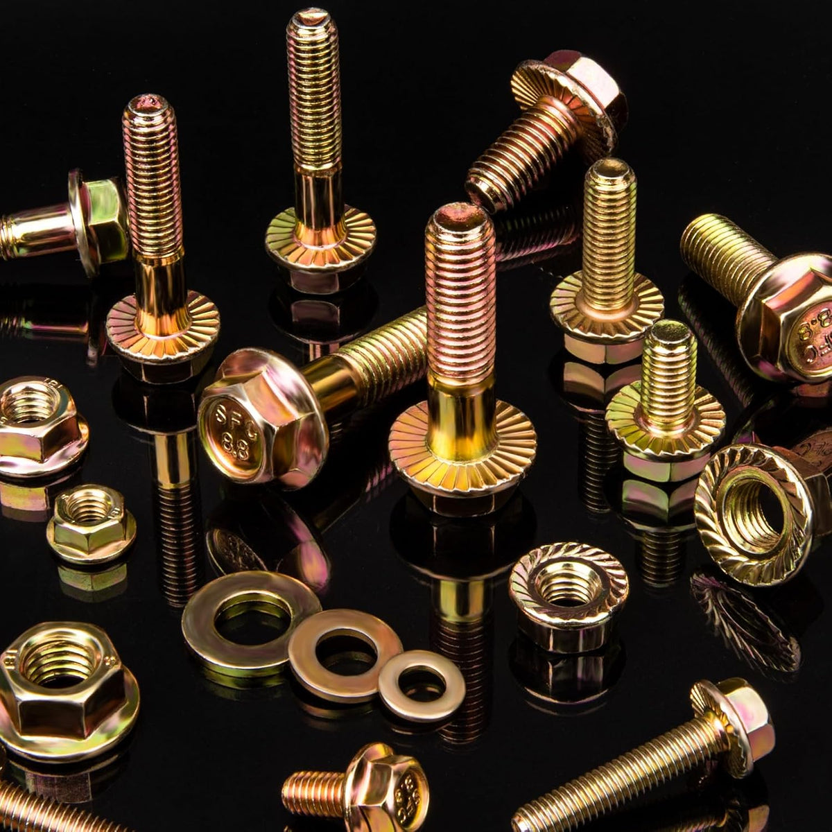 VIGRUE 521PCS M6 M8 M10 Flange Bolts Assortment Kit Metric Class 8.8 Serrated Hex Cap Flange Hex Bolts Flange Nuts Assorted Set, Coarse Full and Half Threads