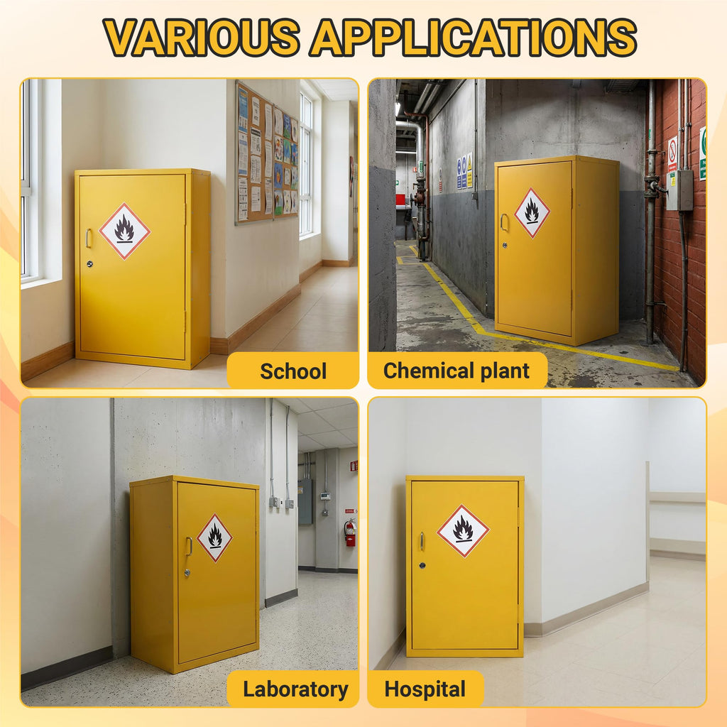 Flammable Safety Cabinet, 28" x 18" x 12" with Adjustable Shelf